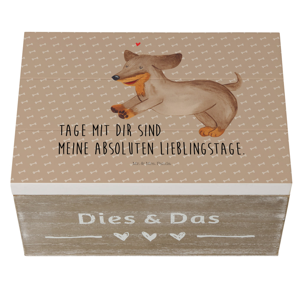 Holzkiste Hund Dackel fröhlich Holzkiste, Kiste, Schatzkiste, Truhe, Schatulle, XXL, Erinnerungsbox, Erinnerungskiste, Dekokiste, Aufbewahrungsbox, Hund, Hundemotiv, Haustier, Hunderasse, Tierliebhaber, Hundebesitzer, Sprüche, Hunde, Dackel, Dachshund, happy dog