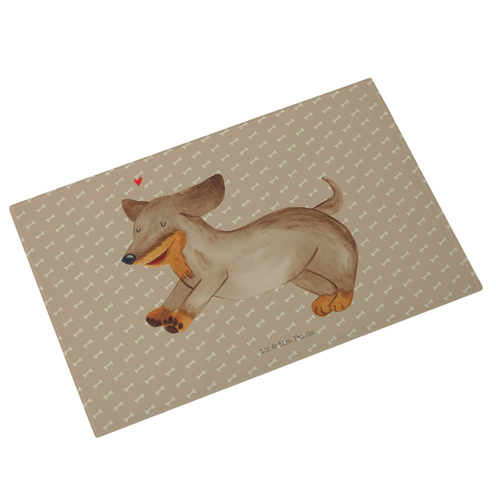 Medium Glas Schneidbrett Hund Dackel fröhlich Glasschneidebrett, Schneidebrett, Hund, Hundemotiv, Haustier, Hunderasse, Tierliebhaber, Hundebesitzer, Sprüche, Hunde, Dackel, Dachshund, happy dog