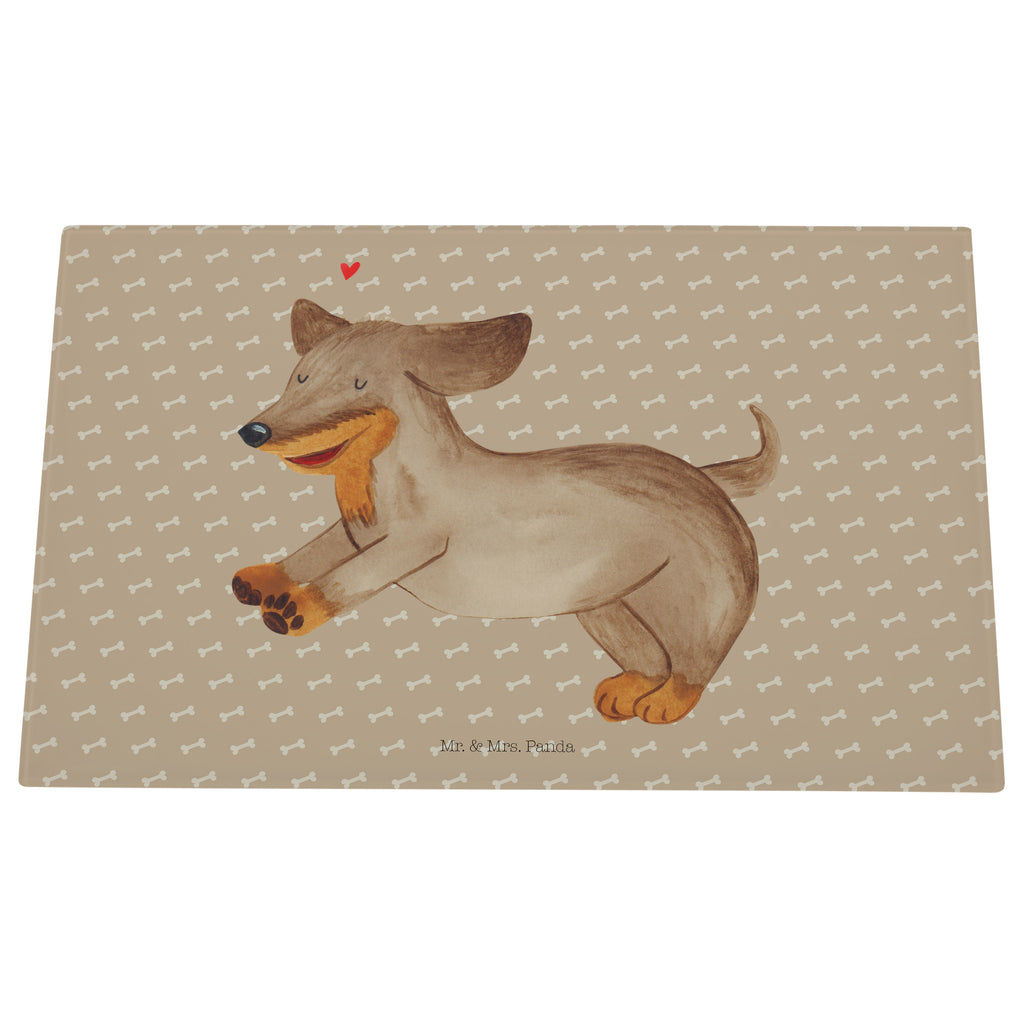 Medium Glas Schneidbrett Hund Dackel fröhlich Glasschneidebrett, Schneidebrett, Hund, Hundemotiv, Haustier, Hunderasse, Tierliebhaber, Hundebesitzer, Sprüche, Hunde, Dackel, Dachshund, happy dog