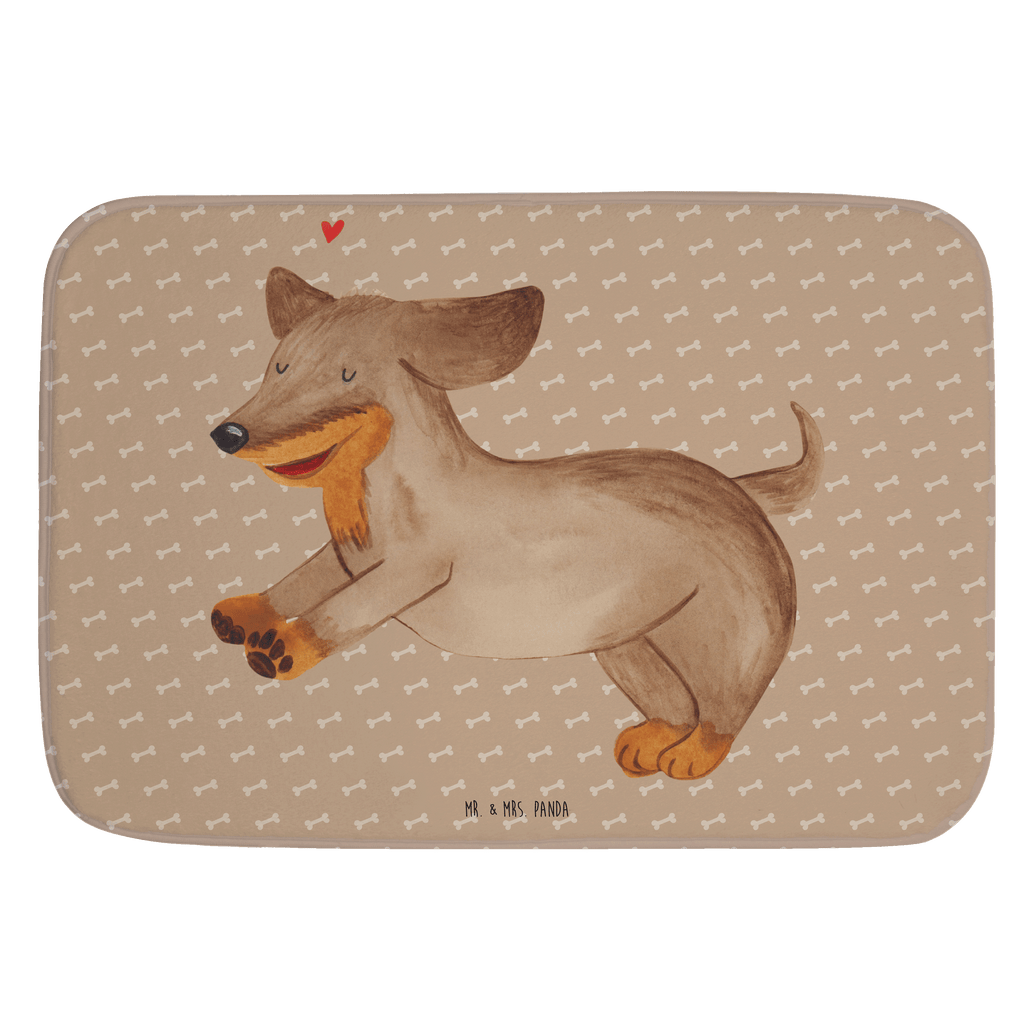 Badvorleger Hund Dackel fröhlich Badematte, Badteppich, Duschvorleger, Badezimmerteppich, Badezimmermatte, Badvorleger, Duschmatte, Duschteppich, Hund, Hundemotiv, Haustier, Hunderasse, Tierliebhaber, Hundebesitzer, Sprüche, Hunde, Dackel, Dachshund, happy dog