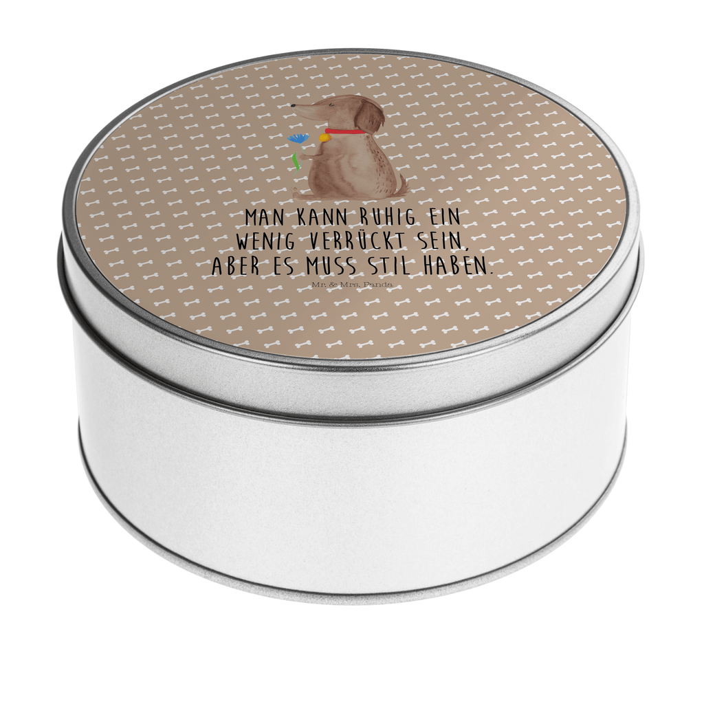 Blechdose rund Hund Blume Metalldose, Keksdose, Dose, Vorratsdose, Geschenkbox, Hund, Hundemotiv, Haustier, Hunderasse, Tierliebhaber, Hundebesitzer, Sprüche, Hunde, Frauchen, Hundeliebe