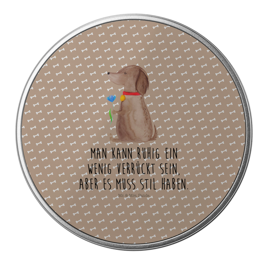 Blechdose rund Hund Blume Metalldose, Keksdose, Dose, Vorratsdose, Geschenkbox, Hund, Hundemotiv, Haustier, Hunderasse, Tierliebhaber, Hundebesitzer, Sprüche, Hunde, Frauchen, Hundeliebe