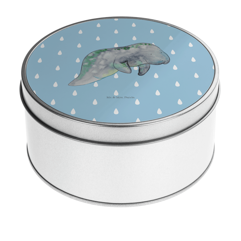 Blechdose rund Seekuh chillt Metalldose, Keksdose, Dose, Vorratsdose, Geschenkbox, Meerestiere, Meer, Urlaub, Seekuh, Seekühe, Diät, Abnehmen, Zucker, Diätwahn, Essen, Süßigkeiten