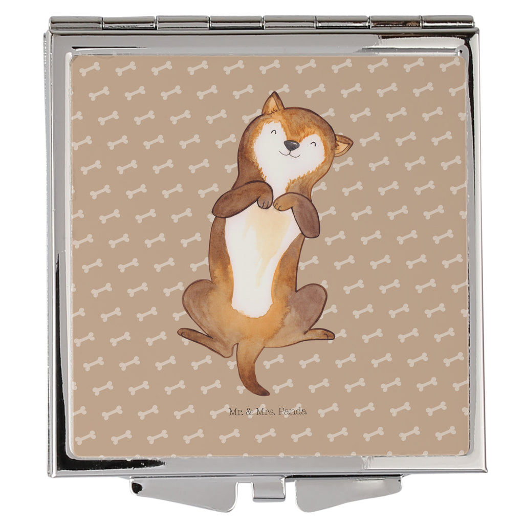 Handtaschenspiegel quadratisch Hund Bauchkraulen Spiegel, Handtasche, Quadrat, silber, schminken, Schminkspiegel, Hund, Hundemotiv, Haustier, Hunderasse, Tierliebhaber, Hundebesitzer, Sprüche, Hunde, Hundeliebe, Hundewelpe, Bauchkraulen