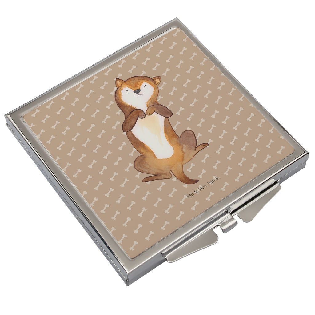 Handtaschenspiegel quadratisch Hund Bauchkraulen Spiegel, Handtasche, Quadrat, silber, schminken, Schminkspiegel, Hund, Hundemotiv, Haustier, Hunderasse, Tierliebhaber, Hundebesitzer, Sprüche, Hunde, Hundeliebe, Hundewelpe, Bauchkraulen