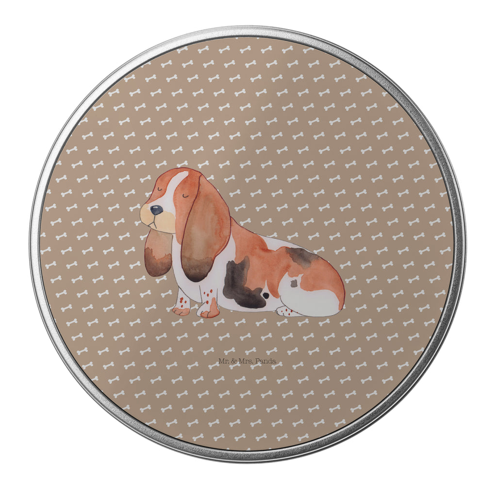 Blechdose rund Hund Basset Hound Metalldose, Keksdose, Dose, Vorratsdose, Geschenkbox, Hund, Hundemotiv, Haustier, Hunderasse, Tierliebhaber, Hundebesitzer, Sprüche, Basset Hound, Basset, Hundeliebe, kinderlos