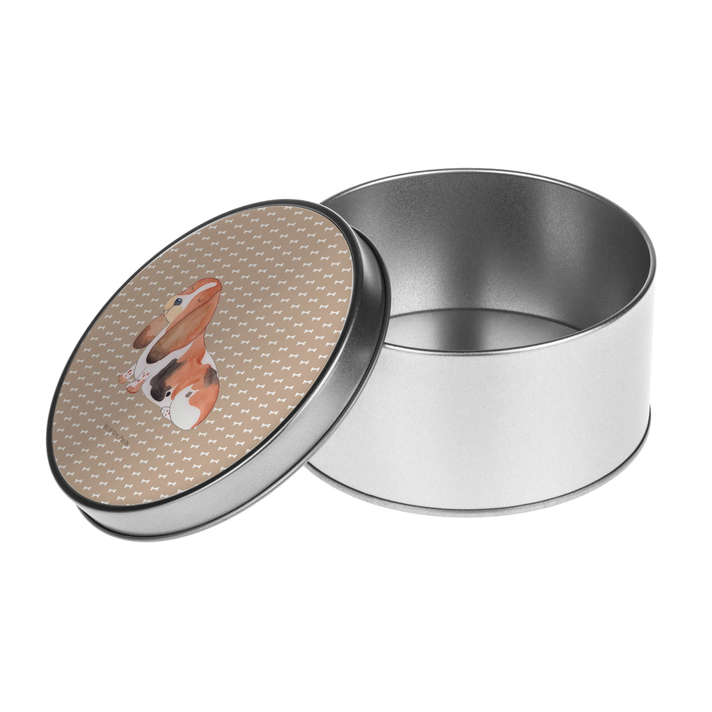 Blechdose rund Hund Basset Hound Metalldose, Keksdose, Dose, Vorratsdose, Geschenkbox, Hund, Hundemotiv, Haustier, Hunderasse, Tierliebhaber, Hundebesitzer, Sprüche, Basset Hound, Basset, Hundeliebe, kinderlos