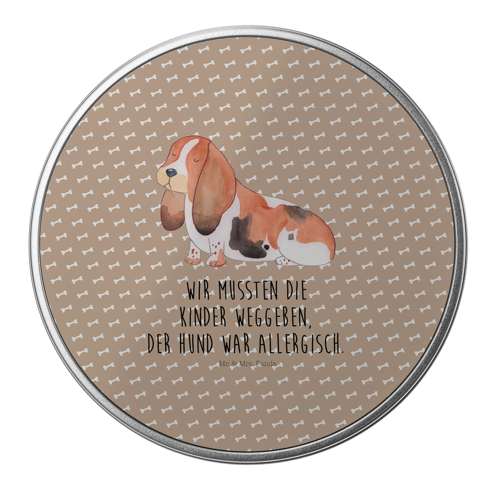 Blechdose rund Hund Basset Hound Metalldose, Keksdose, Dose, Vorratsdose, Geschenkbox, Hund, Hundemotiv, Haustier, Hunderasse, Tierliebhaber, Hundebesitzer, Sprüche, Basset Hound, Basset, Hundeliebe, kinderlos