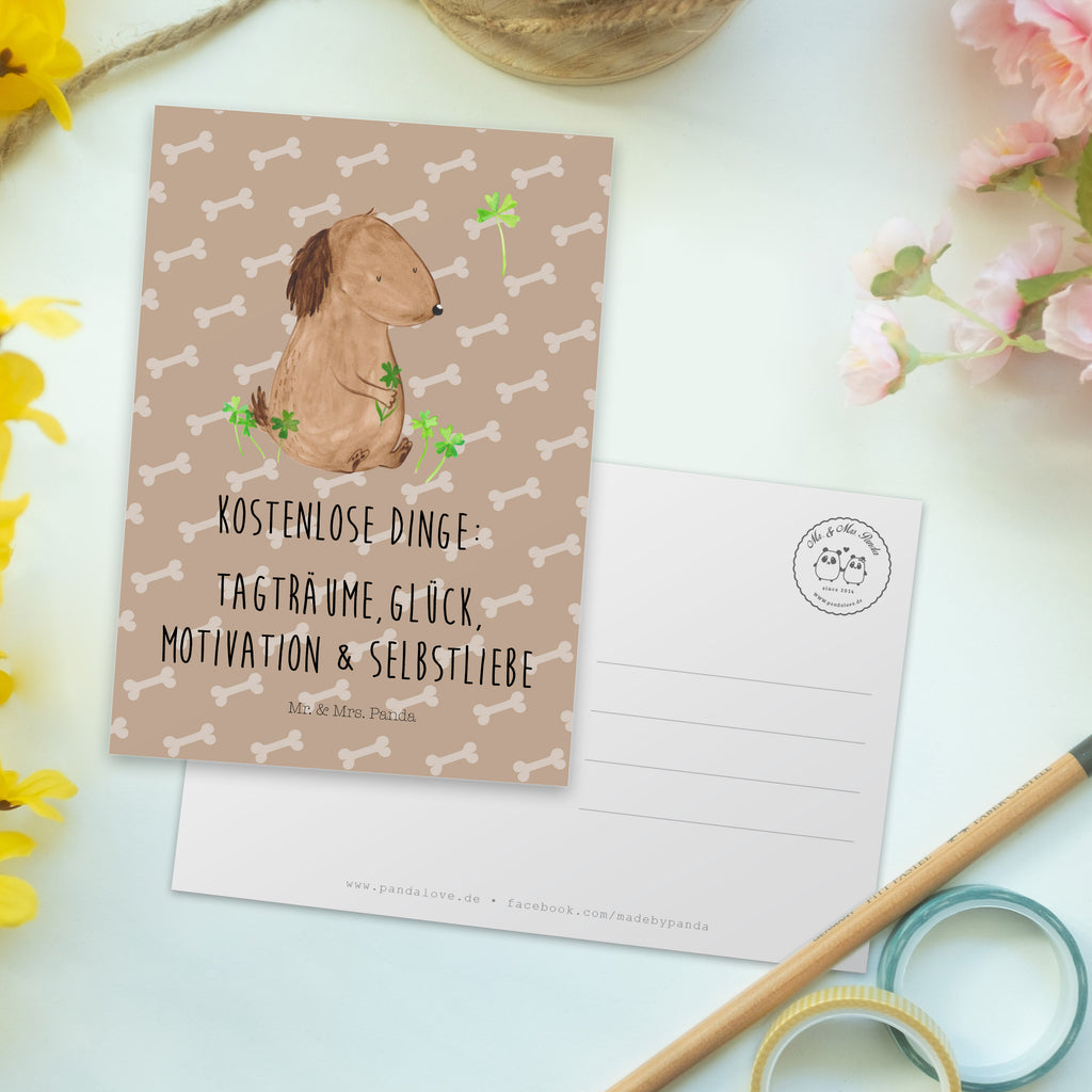Postkarte Hund Kleeblatt Geschenkkarte, Grußkarte, Karte, Einladung, Ansichtskarte, Geburtstagskarte, Einladungskarte, Hund, Hundemotiv, Haustier, Hunderasse, Tierliebhaber, Hundebesitzer, Sprüche, Kleeblatt, Glück, Tagträume, Motivation, Neuanfang, Geschenk, Glücksbringer, Selbstliebe, Achtsamkeit
