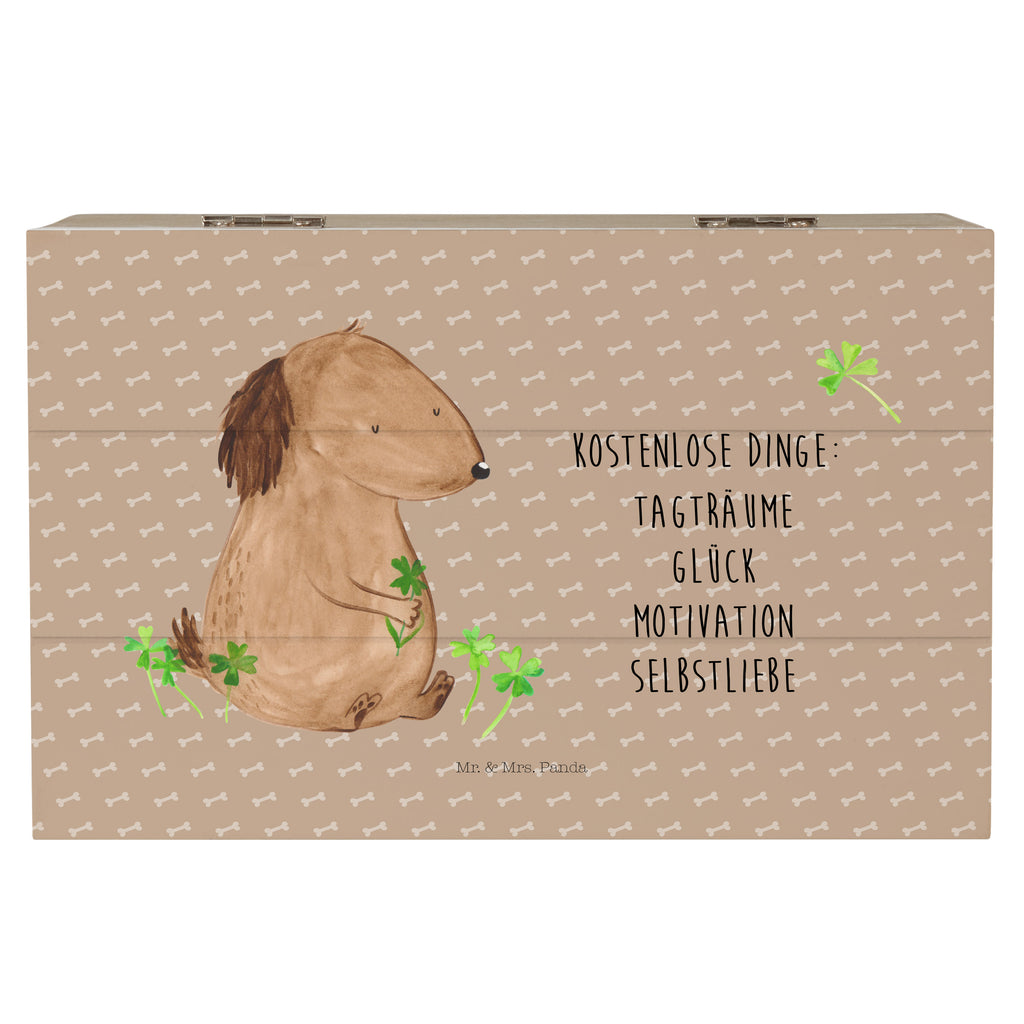 Holzkiste Hund Kleeblatt Holzkiste, Kiste, Schatzkiste, Truhe, Schatulle, XXL, Erinnerungsbox, Erinnerungskiste, Dekokiste, Aufbewahrungsbox, Hund, Hundemotiv, Haustier, Hunderasse, Tierliebhaber, Hundebesitzer, Sprüche, Kleeblatt, Glück, Tagträume, Motivation, Neuanfang, Geschenk, Glücksbringer, Selbstliebe, Achtsamkeit