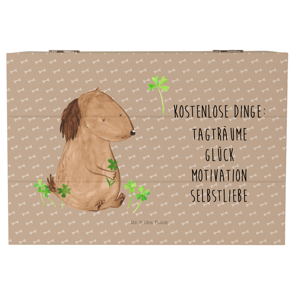 Holzkiste Hund Kleeblatt Holzkiste, Kiste, Schatzkiste, Truhe, Schatulle, XXL, Erinnerungsbox, Erinnerungskiste, Dekokiste, Aufbewahrungsbox, Hund, Hundemotiv, Haustier, Hunderasse, Tierliebhaber, Hundebesitzer, Sprüche, Kleeblatt, Glück, Tagträume, Motivation, Neuanfang, Geschenk, Glücksbringer, Selbstliebe, Achtsamkeit