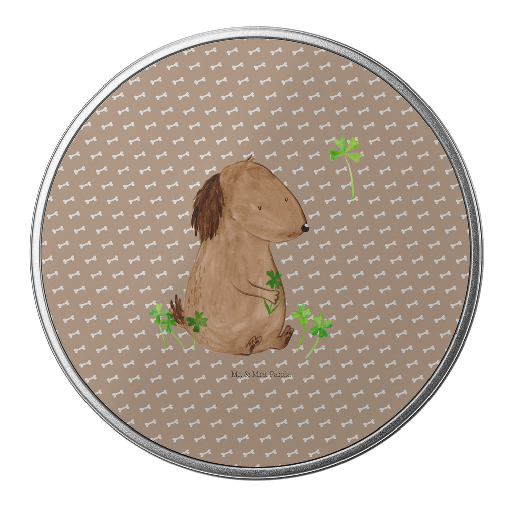 Blechdose rund Hund Kleeblatt Metalldose, Keksdose, Dose, Vorratsdose, Geschenkbox, Hund, Hundemotiv, Haustier, Hunderasse, Tierliebhaber, Hundebesitzer, Sprüche, Kleeblatt, Glück, Tagträume, Motivation, Neuanfang, Geschenk, Glücksbringer, Selbstliebe, Achtsamkeit