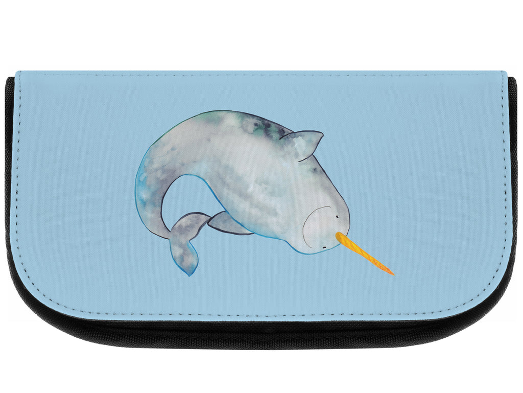 Kosmetiktasche Narwal Kosmetikbeutel, Kulturtasche, Kulturbeutel, Schminktasche, Make-Up Tasche, Meerestiere, Meer, Urlaub, Narwal, Wal, Putzen, Hausfrau, Junggesellin, aufräumen, Kinderzimmer