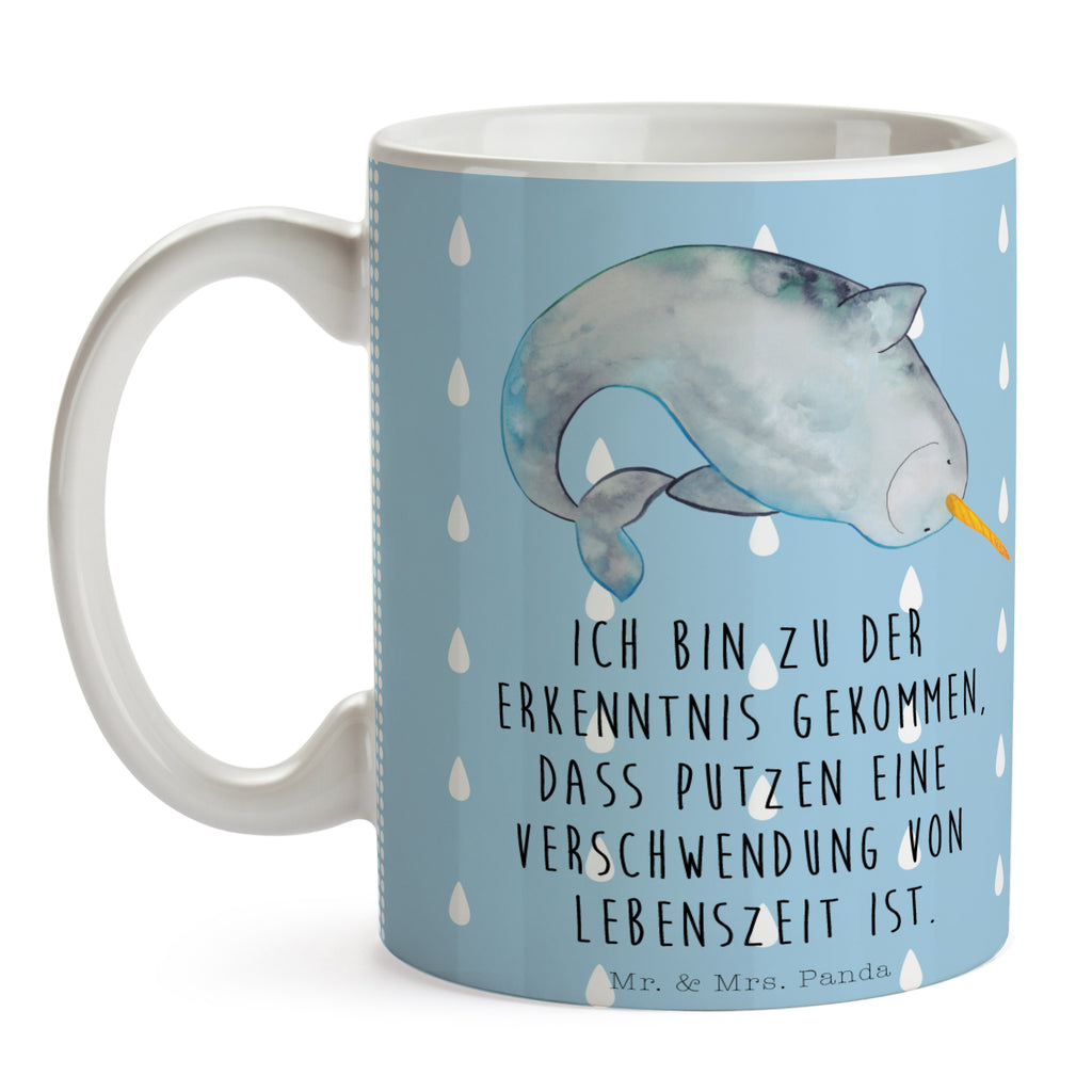 Tasse Narwal Narwal, Wal, Putzen, Hausfrau, Junggesellin, aufräumen, Kinderzimmer,  Becher, Kaffeetasse, Kaffeebecher, Tee, Frühstück, Büro  Meerestiere, Meer, Urlaub