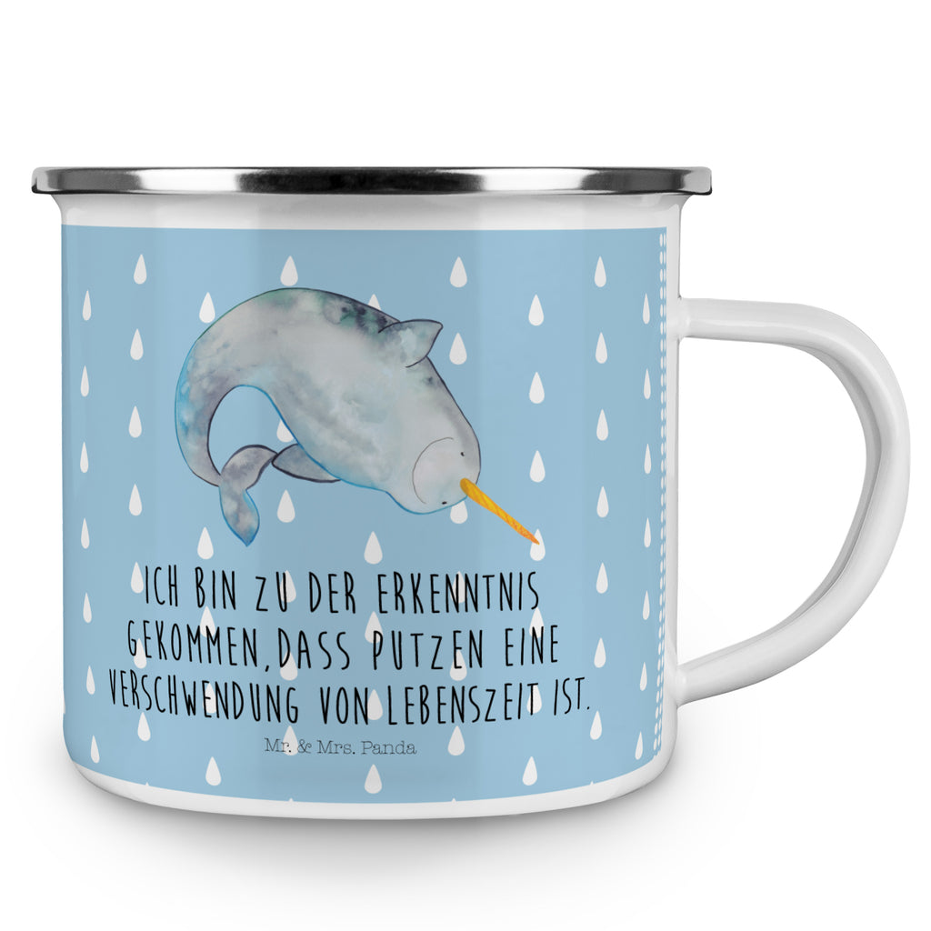 Camping Emaille Tasse Narwal Campingtasse, Trinkbecher, Metalltasse, Outdoor Tasse, Emaille Trinkbecher, Blechtasse Outdoor, Emaille Campingbecher, Edelstahl Trinkbecher, Metalltasse für Camping, Kaffee Blechtasse, Camping Tasse Metall, Meerestiere, Meer, Urlaub, Narwal, Wal, Putzen, Hausfrau, Junggesellin, aufräumen, Kinderzimmer