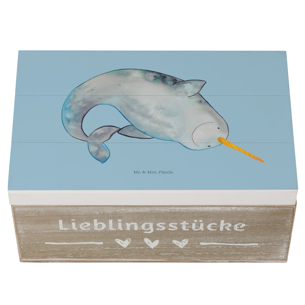 Holzkiste Narwal Holzkiste, Kiste, Schatzkiste, Truhe, Schatulle, XXL, Erinnerungsbox, Erinnerungskiste, Dekokiste, Aufbewahrungsbox, Meerestiere, Meer, Urlaub, Narwal, Wal, Putzen, Hausfrau, Junggesellin, aufräumen, Kinderzimmer