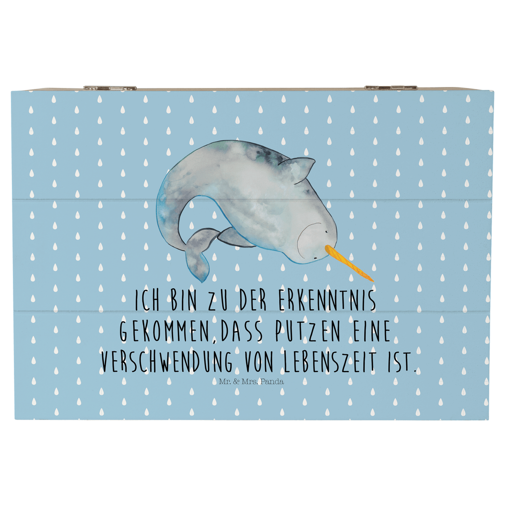 Holzkiste Narwal Holzkiste, Kiste, Schatzkiste, Truhe, Schatulle, XXL, Erinnerungsbox, Erinnerungskiste, Dekokiste, Aufbewahrungsbox, Meerestiere, Meer, Urlaub, Narwal, Wal, Putzen, Hausfrau, Junggesellin, aufräumen, Kinderzimmer