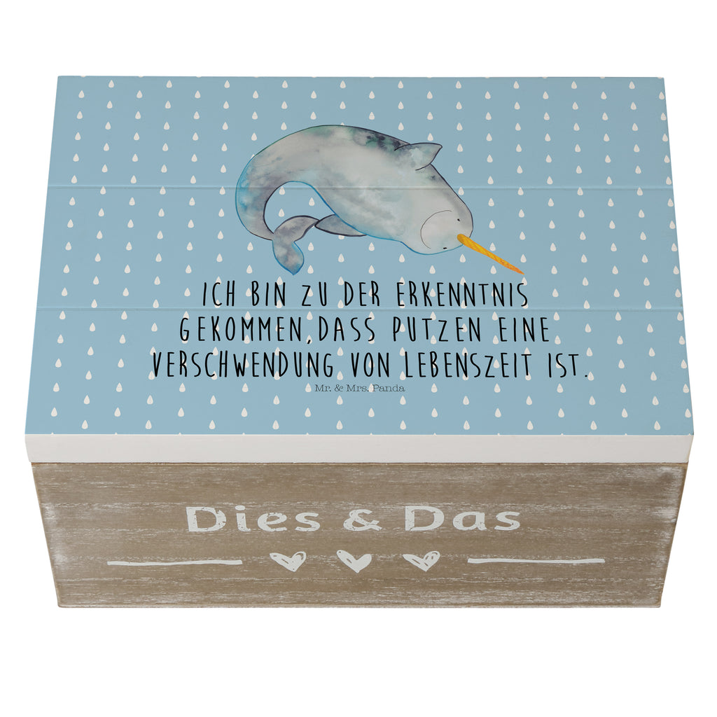 Holzkiste Narwal Holzkiste, Kiste, Schatzkiste, Truhe, Schatulle, XXL, Erinnerungsbox, Erinnerungskiste, Dekokiste, Aufbewahrungsbox, Meerestiere, Meer, Urlaub, Narwal, Wal, Putzen, Hausfrau, Junggesellin, aufräumen, Kinderzimmer