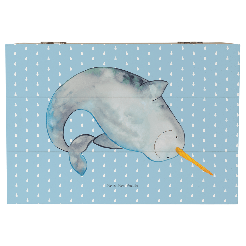 Holzkiste Narwal Holzkiste, Kiste, Schatzkiste, Truhe, Schatulle, XXL, Erinnerungsbox, Erinnerungskiste, Dekokiste, Aufbewahrungsbox, Meerestiere, Meer, Urlaub, Narwal, Wal, Putzen, Hausfrau, Junggesellin, aufräumen, Kinderzimmer