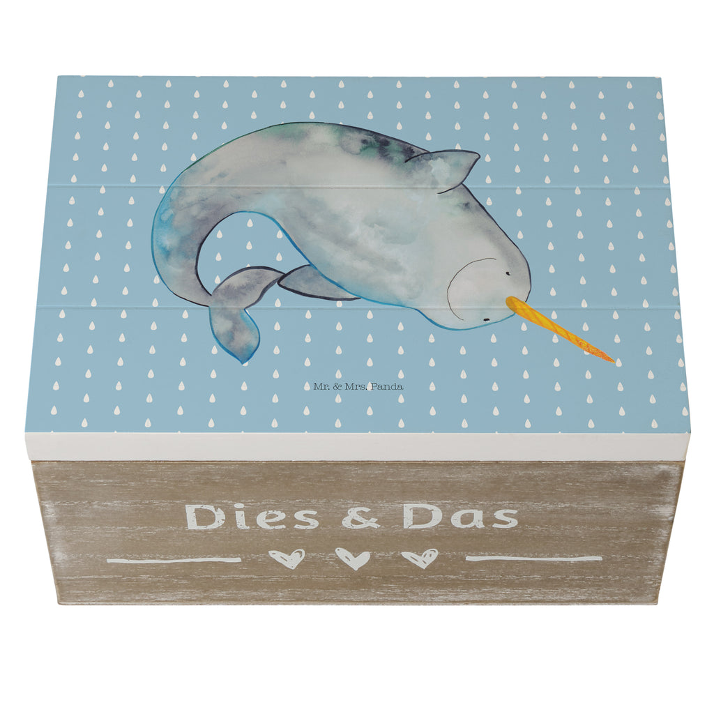 Holzkiste Narwal Holzkiste, Kiste, Schatzkiste, Truhe, Schatulle, XXL, Erinnerungsbox, Erinnerungskiste, Dekokiste, Aufbewahrungsbox, Meerestiere, Meer, Urlaub, Narwal, Wal, Putzen, Hausfrau, Junggesellin, aufräumen, Kinderzimmer