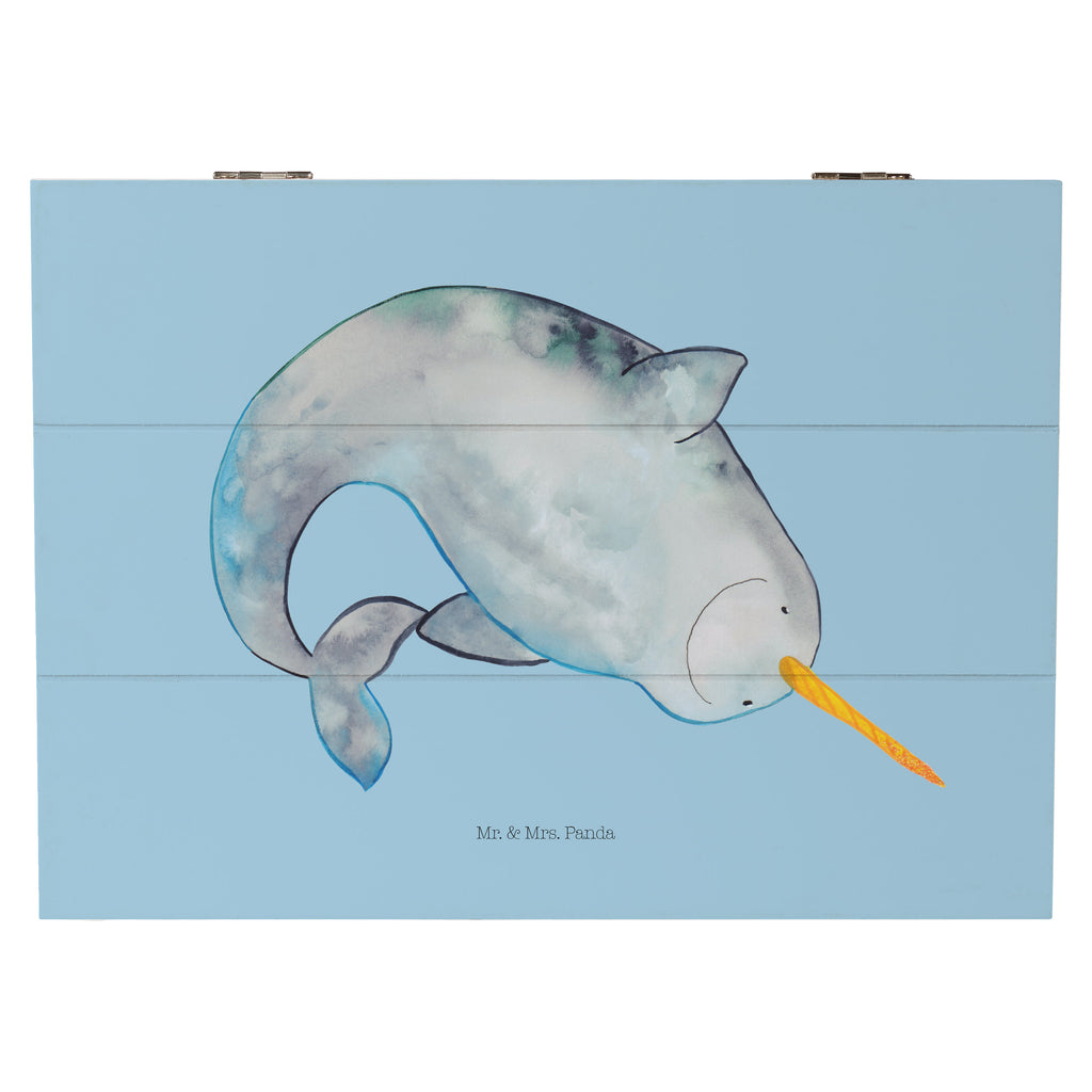 Holzkiste Narwal Holzkiste, Kiste, Schatzkiste, Truhe, Schatulle, XXL, Erinnerungsbox, Erinnerungskiste, Dekokiste, Aufbewahrungsbox, Meerestiere, Meer, Urlaub, Narwal, Wal, Putzen, Hausfrau, Junggesellin, aufräumen, Kinderzimmer