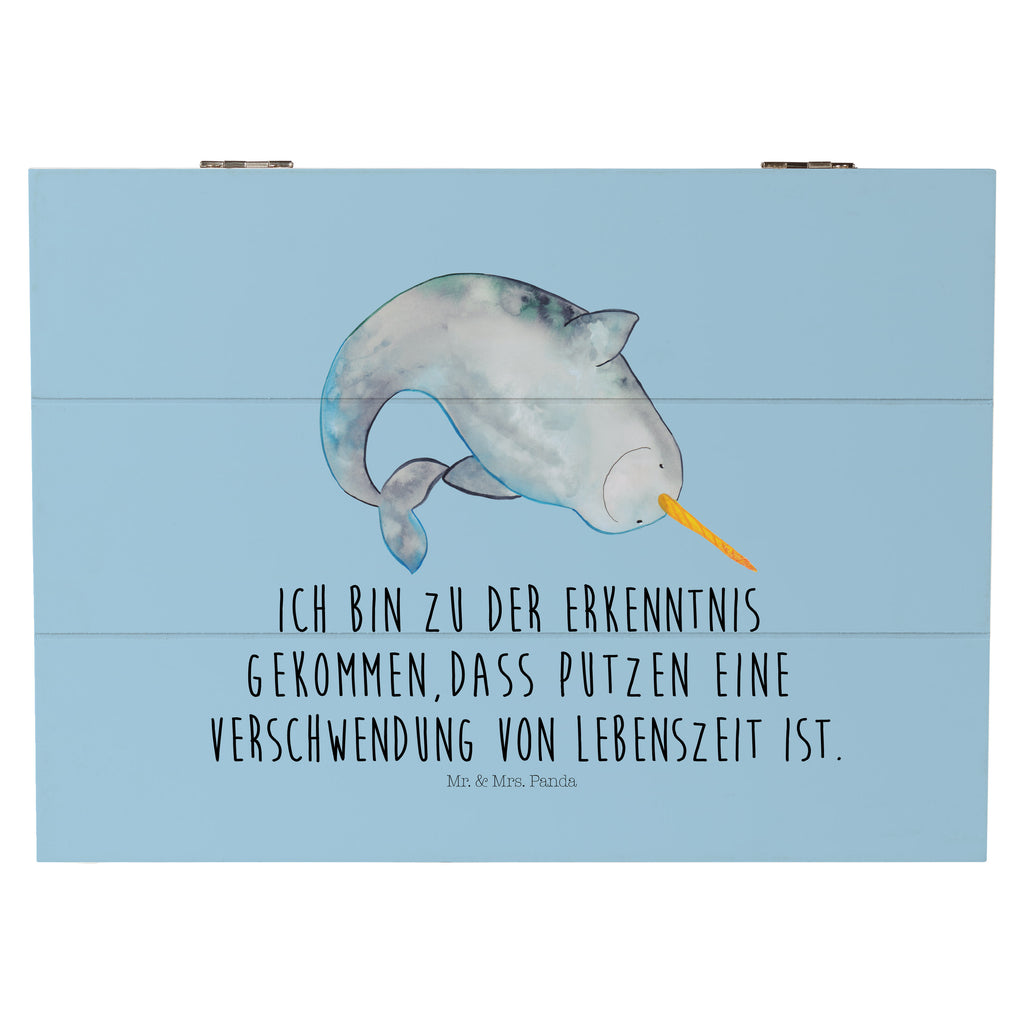 Holzkiste Narwal Holzkiste, Kiste, Schatzkiste, Truhe, Schatulle, XXL, Erinnerungsbox, Erinnerungskiste, Dekokiste, Aufbewahrungsbox, Meerestiere, Meer, Urlaub, Narwal, Wal, Putzen, Hausfrau, Junggesellin, aufräumen, Kinderzimmer