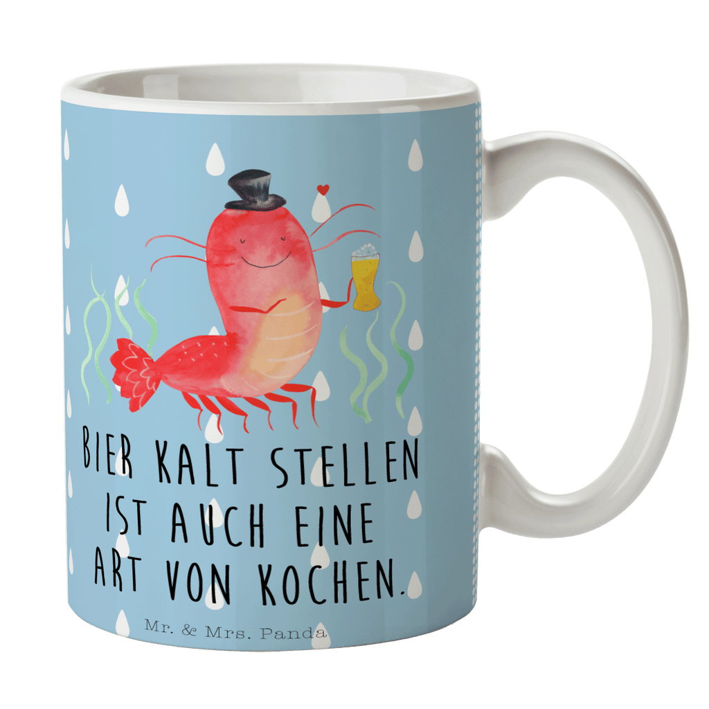 Tasse Hummer mit Weizen Garnele, Garnelen, Bier, Kochen, Männerhaushalt, Junggeselle, Junggesellin, Bierliebhaber, Kneipe, Gasthaus, Wirtschaft Becher, Kaffeetasse, Kaffeebecher, Tee, Frühstück, Büro  Meerestiere, Meer, Urlaub