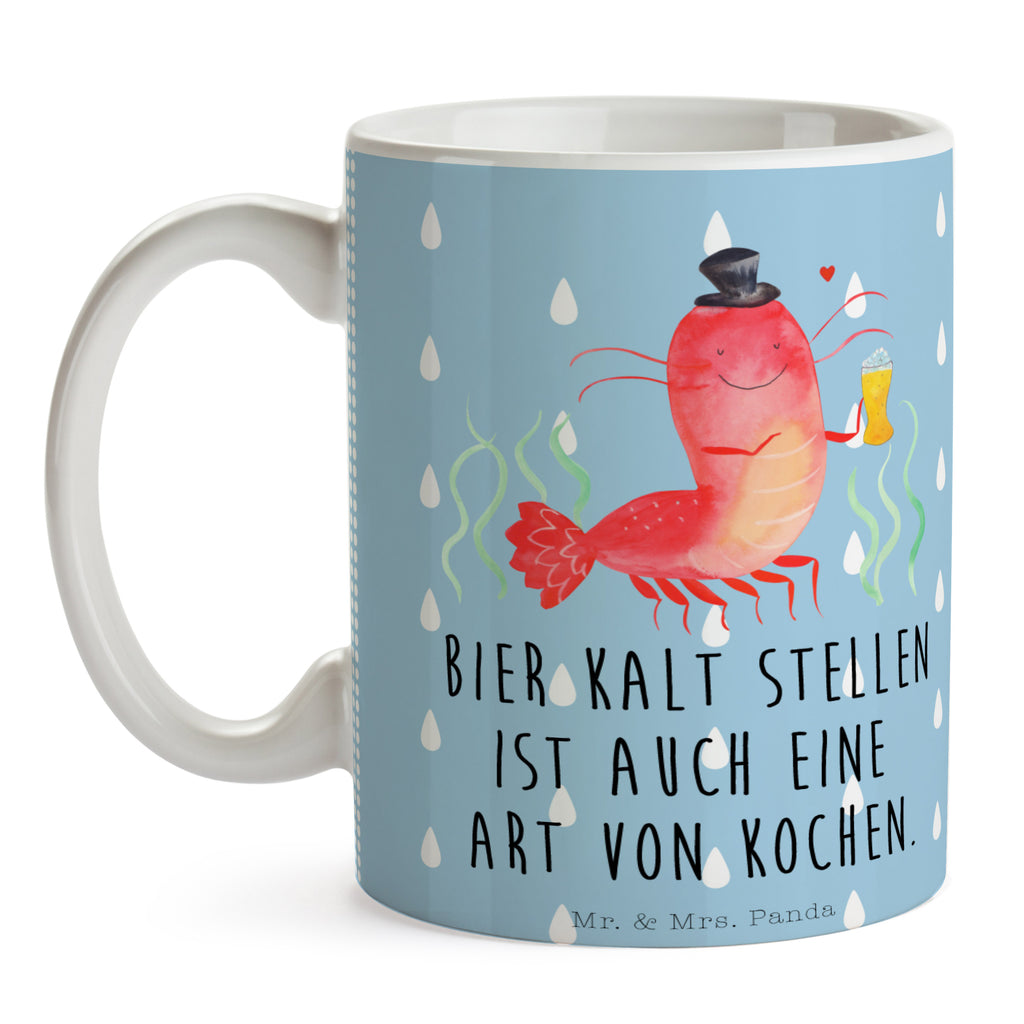 Tasse Hummer mit Weizen Garnele, Garnelen, Bier, Kochen, Männerhaushalt, Junggeselle, Junggesellin, Bierliebhaber, Kneipe, Gasthaus, Wirtschaft Becher, Kaffeetasse, Kaffeebecher, Tee, Frühstück, Büro  Meerestiere, Meer, Urlaub