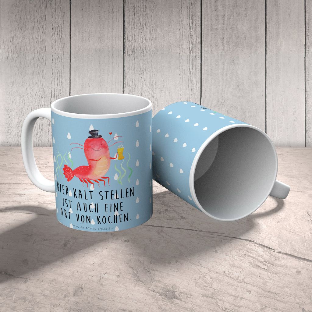 Tasse Hummer mit Weizen Garnele, Garnelen, Bier, Kochen, Männerhaushalt, Junggeselle, Junggesellin, Bierliebhaber, Kneipe, Gasthaus, Wirtschaft Becher, Kaffeetasse, Kaffeebecher, Tee, Frühstück, Büro  Meerestiere, Meer, Urlaub