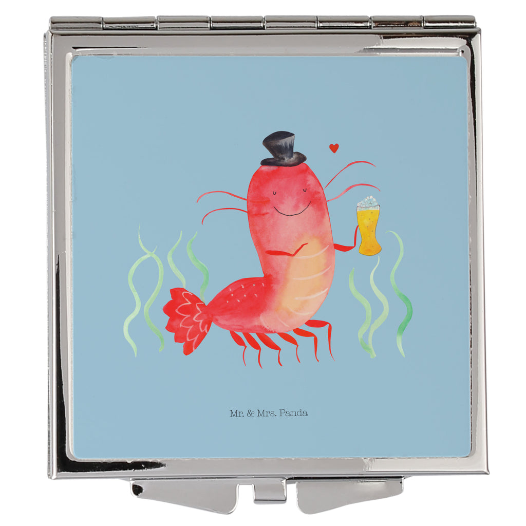 Handtaschenspiegel quadratisch Hummer mit Weizen Spiegel, Handtasche, Quadrat, silber, schminken, Schminkspiegel, Meerestiere, Meer, Urlaub, Garnele, Garnelen, Bier, Kochen, Männerhaushalt, Junggeselle, Junggesellin, Bierliebhaber, Kneipe, Gasthaus, Wirtschaft