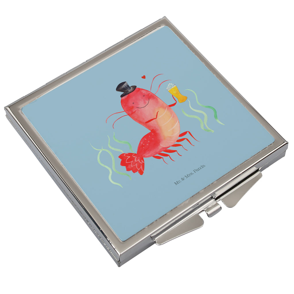 Handtaschenspiegel quadratisch Hummer mit Weizen Spiegel, Handtasche, Quadrat, silber, schminken, Schminkspiegel, Meerestiere, Meer, Urlaub, Garnele, Garnelen, Bier, Kochen, Männerhaushalt, Junggeselle, Junggesellin, Bierliebhaber, Kneipe, Gasthaus, Wirtschaft