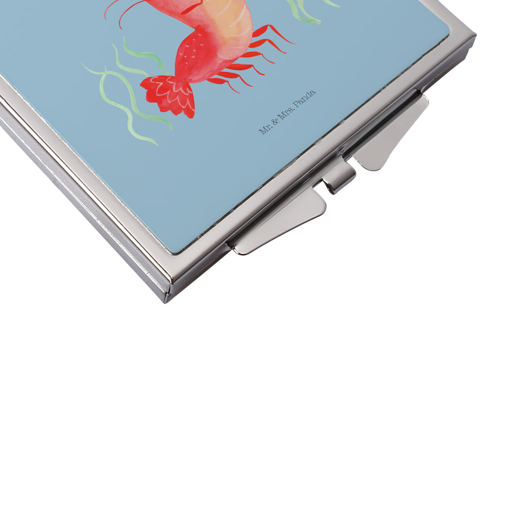 Handtaschenspiegel quadratisch Hummer mit Weizen Spiegel, Handtasche, Quadrat, silber, schminken, Schminkspiegel, Meerestiere, Meer, Urlaub, Garnele, Garnelen, Bier, Kochen, Männerhaushalt, Junggeselle, Junggesellin, Bierliebhaber, Kneipe, Gasthaus, Wirtschaft