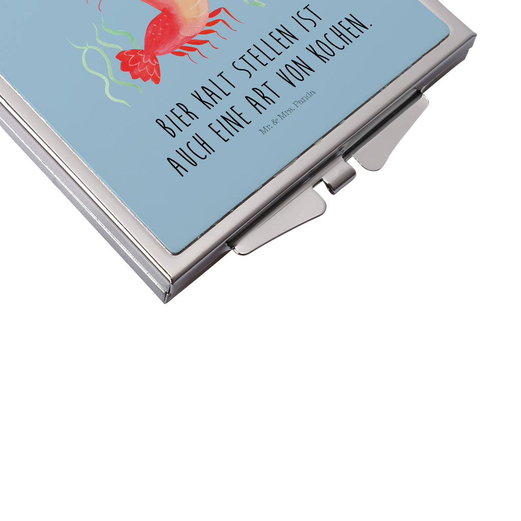 Handtaschenspiegel quadratisch Hummer mit Weizen Spiegel, Handtasche, Quadrat, silber, schminken, Schminkspiegel, Meerestiere, Meer, Urlaub, Garnele, Garnelen, Bier, Kochen, Männerhaushalt, Junggeselle, Junggesellin, Bierliebhaber, Kneipe, Gasthaus, Wirtschaft