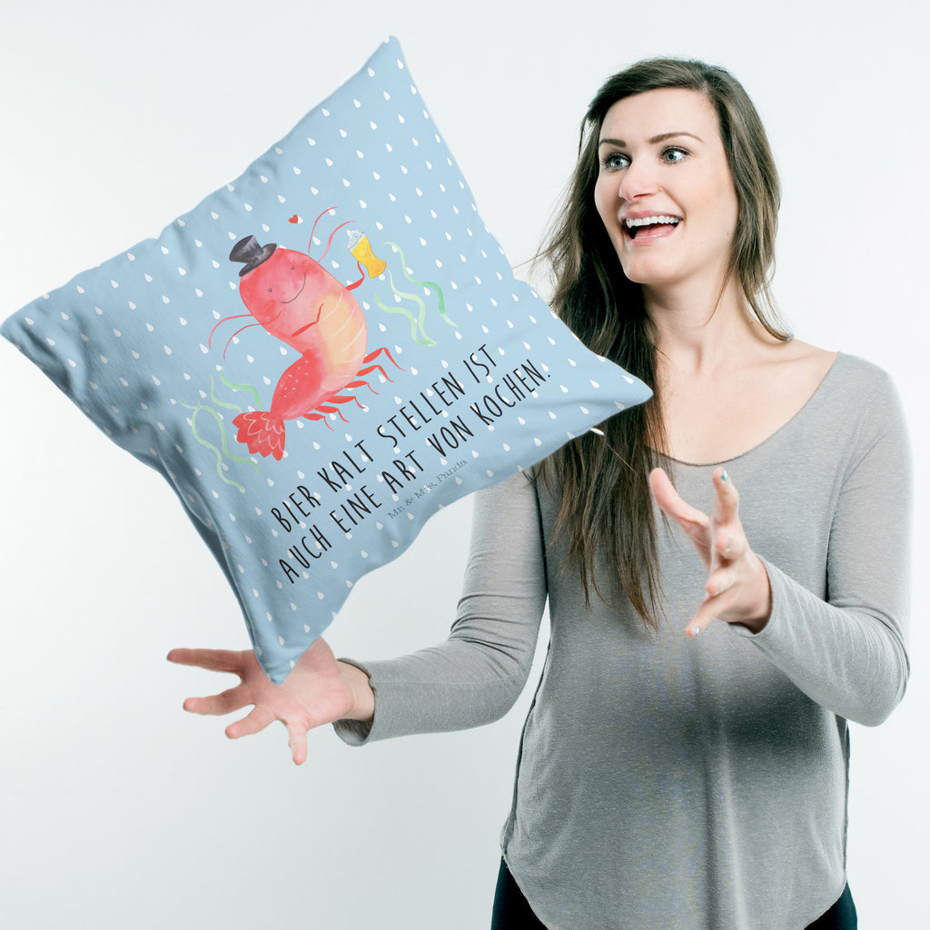 40x40 Kissen Hummer mit Weizen Kissenhülle, Kopfkissen, Sofakissen, Dekokissen, Motivkissen, Meerestiere, Meer, Urlaub, Garnele, Garnelen, Bier, Kochen, Männerhaushalt, Junggeselle, Junggesellin, Bierliebhaber, Kneipe, Gasthaus, Wirtschaft