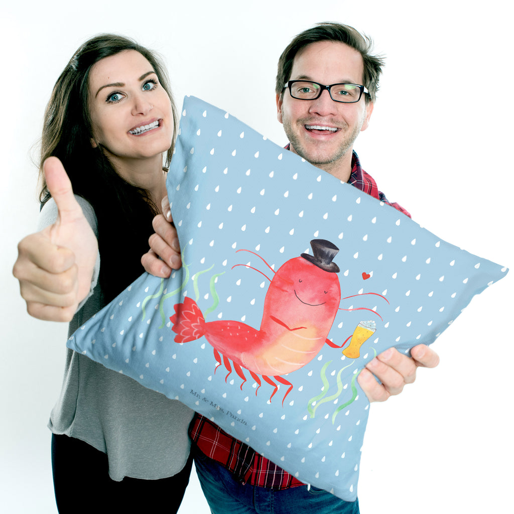 40x40 Kissen Hummer mit Weizen Kissenhülle, Kopfkissen, Sofakissen, Dekokissen, Motivkissen, Meerestiere, Meer, Urlaub, Garnele, Garnelen, Bier, Kochen, Männerhaushalt, Junggeselle, Junggesellin, Bierliebhaber, Kneipe, Gasthaus, Wirtschaft