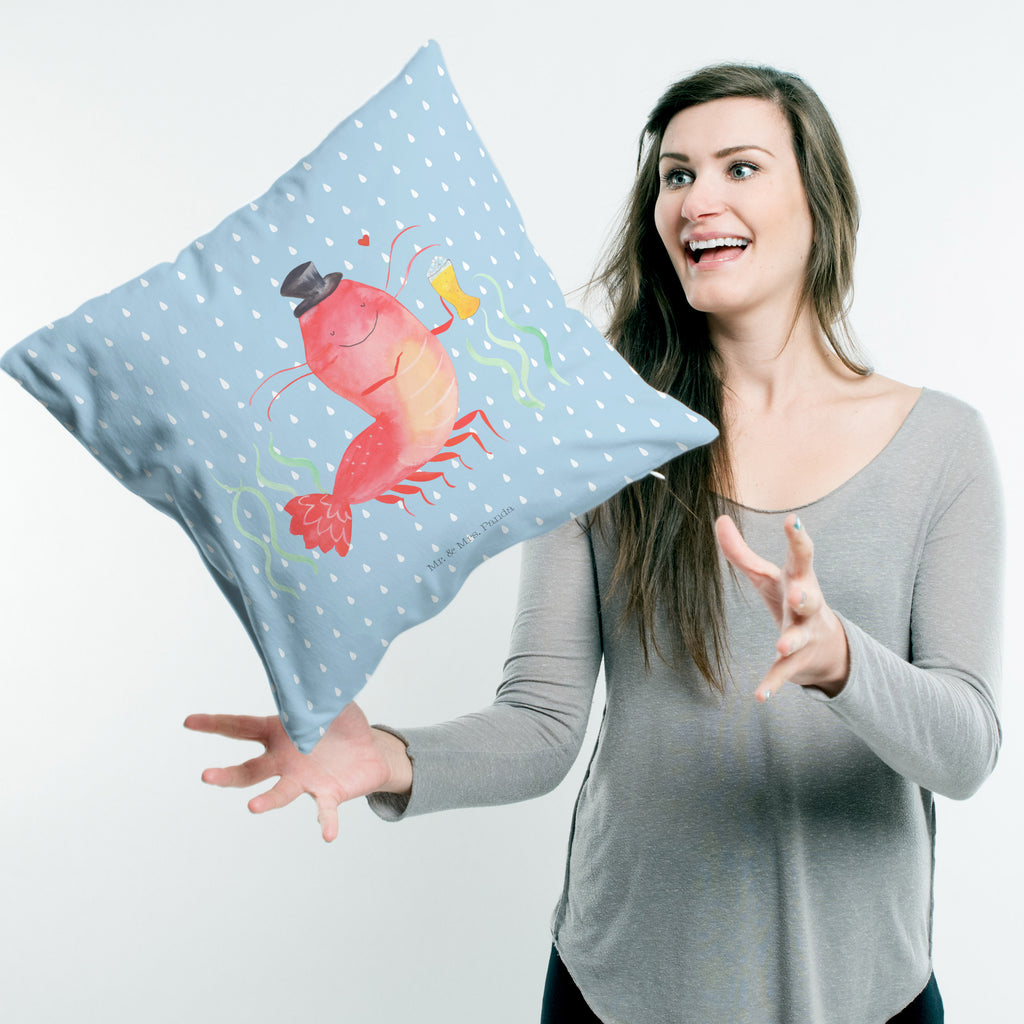 40x40 Kissen Hummer mit Weizen Kissenhülle, Kopfkissen, Sofakissen, Dekokissen, Motivkissen, Meerestiere, Meer, Urlaub, Garnele, Garnelen, Bier, Kochen, Männerhaushalt, Junggeselle, Junggesellin, Bierliebhaber, Kneipe, Gasthaus, Wirtschaft