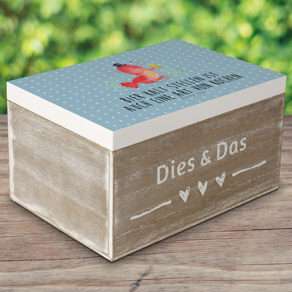 Holzkiste Hummer mit Weizen Holzkiste, Kiste, Schatzkiste, Truhe, Schatulle, XXL, Erinnerungsbox, Erinnerungskiste, Dekokiste, Aufbewahrungsbox, Meerestiere, Meer, Urlaub, Garnele, Garnelen, Bier, Kochen, Männerhaushalt, Junggeselle, Junggesellin, Bierliebhaber, Kneipe, Gasthaus, Wirtschaft