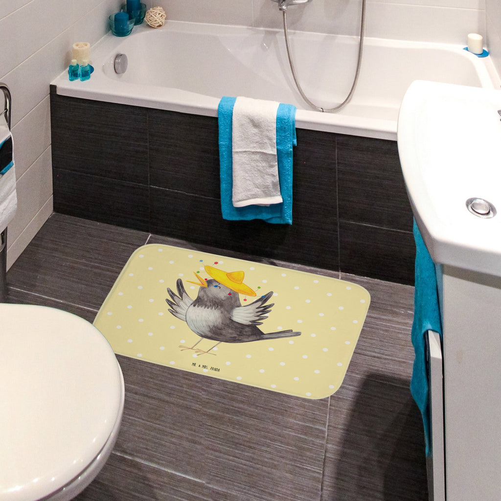 Badvorleger Rabe mit Sombrero Badematte, Badteppich, Duschvorleger, Badezimmerteppich, Badezimmermatte, Badvorleger, Duschmatte, Duschteppich, Tiermotive, Gute Laune, lustige Sprüche, Tiere, Rabe, Vogel, Vögel, Spruch positiv, fröhlich sein, glücklich sein, Glück Spruch, froh, Elster, Motivation