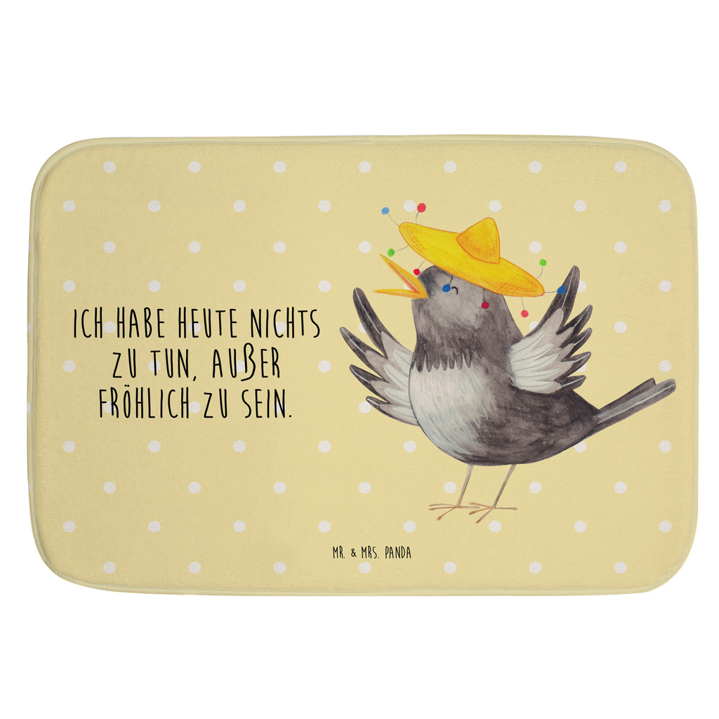 Badvorleger Rabe mit Sombrero Badematte, Badteppich, Duschvorleger, Badezimmerteppich, Badezimmermatte, Badvorleger, Duschmatte, Duschteppich, Tiermotive, Gute Laune, lustige Sprüche, Tiere, Rabe, Vogel, Vögel, Spruch positiv, fröhlich sein, glücklich sein, Glück Spruch, froh, Elster, Motivation