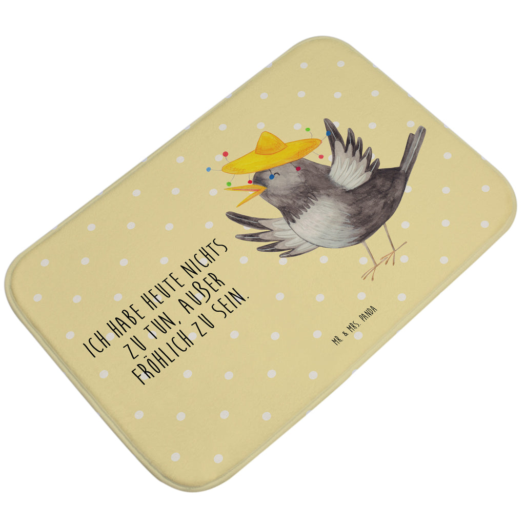 Badvorleger Rabe mit Sombrero Badematte, Badteppich, Duschvorleger, Badezimmerteppich, Badezimmermatte, Badvorleger, Duschmatte, Duschteppich, Tiermotive, Gute Laune, lustige Sprüche, Tiere, Rabe, Vogel, Vögel, Spruch positiv, fröhlich sein, glücklich sein, Glück Spruch, froh, Elster, Motivation
