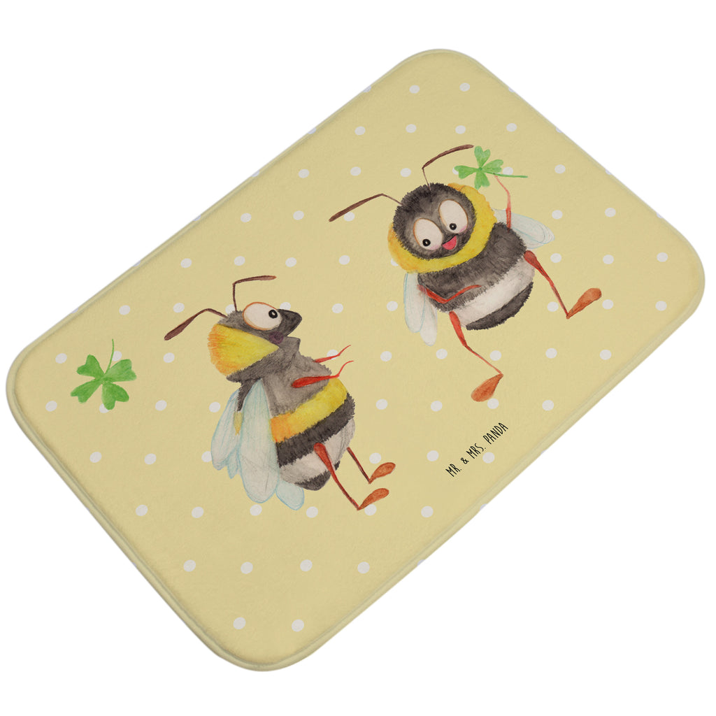 Badvorleger Hummeln mit Kleeblatt Badematte, Badteppich, Duschvorleger, Badezimmerteppich, Badezimmermatte, Badvorleger, Duschmatte, Duschteppich, Tiermotive, Gute Laune, lustige Sprüche, Tiere, Hummel, Biene, Spruch positiv, Biene Deko, Spruch schön, glücklich sein, glücklich werden, Spruch fröhlich