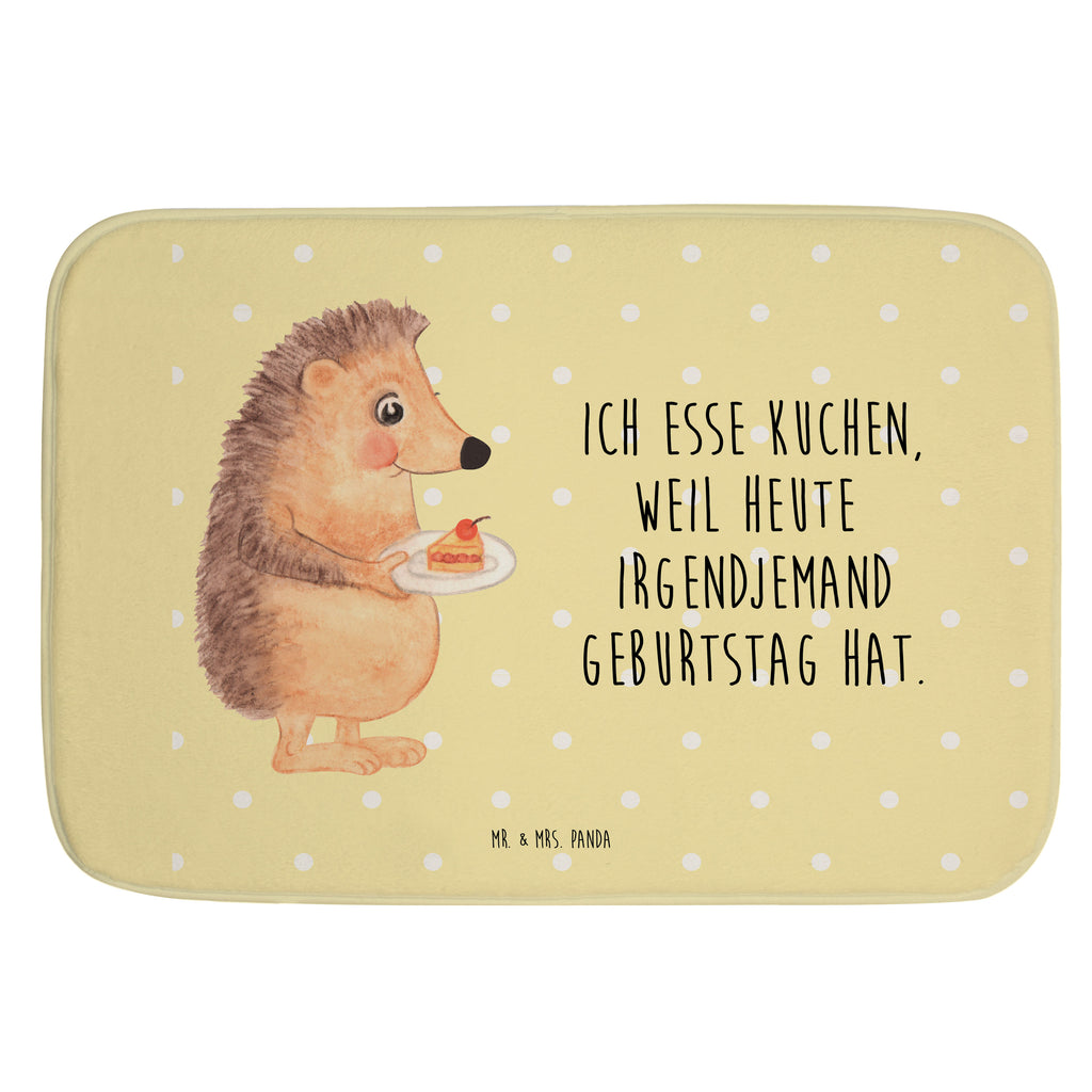 Badvorleger Igel mit Kuchenstück Badematte, Badteppich, Duschvorleger, Badezimmerteppich, Badezimmermatte, Badvorleger, Duschmatte, Duschteppich, Tiermotive, Gute Laune, lustige Sprüche, Tiere, Igel, Essen Spruch, Kuchen, Backen Geschenk, Kuchen backen, Einladung Party, Geburtstagskuchen, Torte