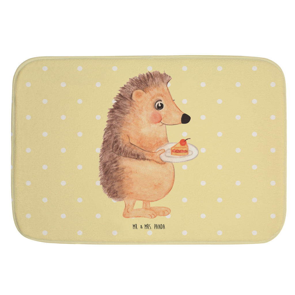 Badvorleger Igel mit Kuchenstück Badematte, Badteppich, Duschvorleger, Badezimmerteppich, Badezimmermatte, Badvorleger, Duschmatte, Duschteppich, Tiermotive, Gute Laune, lustige Sprüche, Tiere, Igel, Essen Spruch, Kuchen, Backen Geschenk, Kuchen backen, Einladung Party, Geburtstagskuchen, Torte