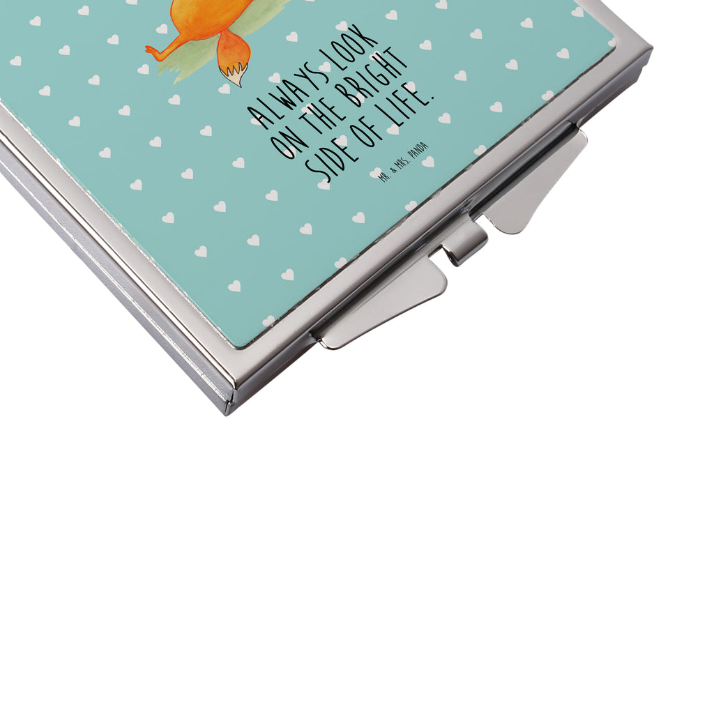 Handtaschenspiegel quadratisch Fuchs Sterne Spiegel, Handtasche, Quadrat, silber, schminken, Schminkspiegel, Fuchs, Füchse, tröstende Worte, Spruch positiv, Spruch schön, Romantik, Always Look on the Bright Side of Life