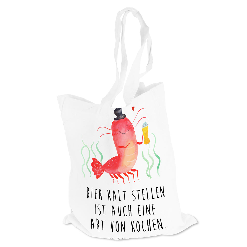 Tragetasche Hummer mit Weizen Beuteltasche, Beutel, Einkaufstasche, Jutebeutel, Stoffbeutel, Meerestiere, Meer, Urlaub, Garnele, Garnelen, Bier, Kochen, Männerhaushalt, Junggeselle, Junggesellin, Bierliebhaber, Kneipe, Gasthaus, Wirtschaft