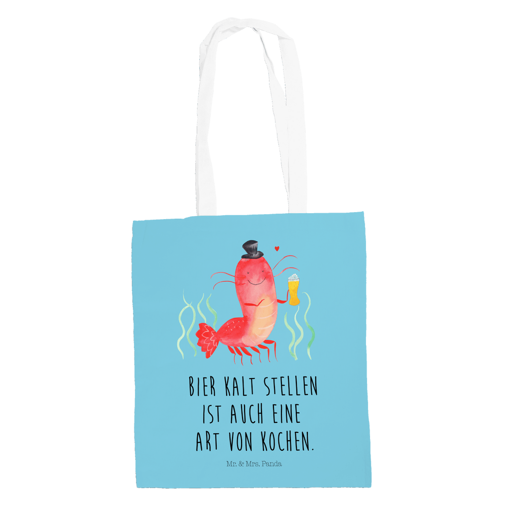 Tragetasche Hummer mit Weizen Beuteltasche, Beutel, Einkaufstasche, Jutebeutel, Stoffbeutel, Meerestiere, Meer, Urlaub, Garnele, Garnelen, Bier, Kochen, Männerhaushalt, Junggeselle, Junggesellin, Bierliebhaber, Kneipe, Gasthaus, Wirtschaft