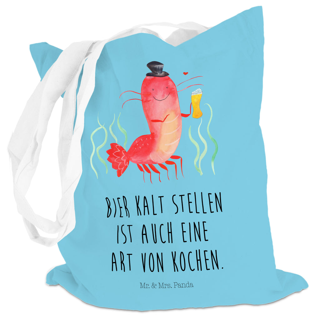 Tragetasche Hummer mit Weizen Beuteltasche, Beutel, Einkaufstasche, Jutebeutel, Stoffbeutel, Meerestiere, Meer, Urlaub, Garnele, Garnelen, Bier, Kochen, Männerhaushalt, Junggeselle, Junggesellin, Bierliebhaber, Kneipe, Gasthaus, Wirtschaft