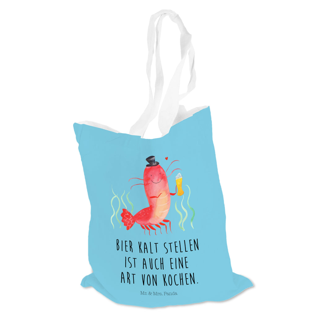 Tragetasche Hummer mit Weizen Beuteltasche, Beutel, Einkaufstasche, Jutebeutel, Stoffbeutel, Meerestiere, Meer, Urlaub, Garnele, Garnelen, Bier, Kochen, Männerhaushalt, Junggeselle, Junggesellin, Bierliebhaber, Kneipe, Gasthaus, Wirtschaft