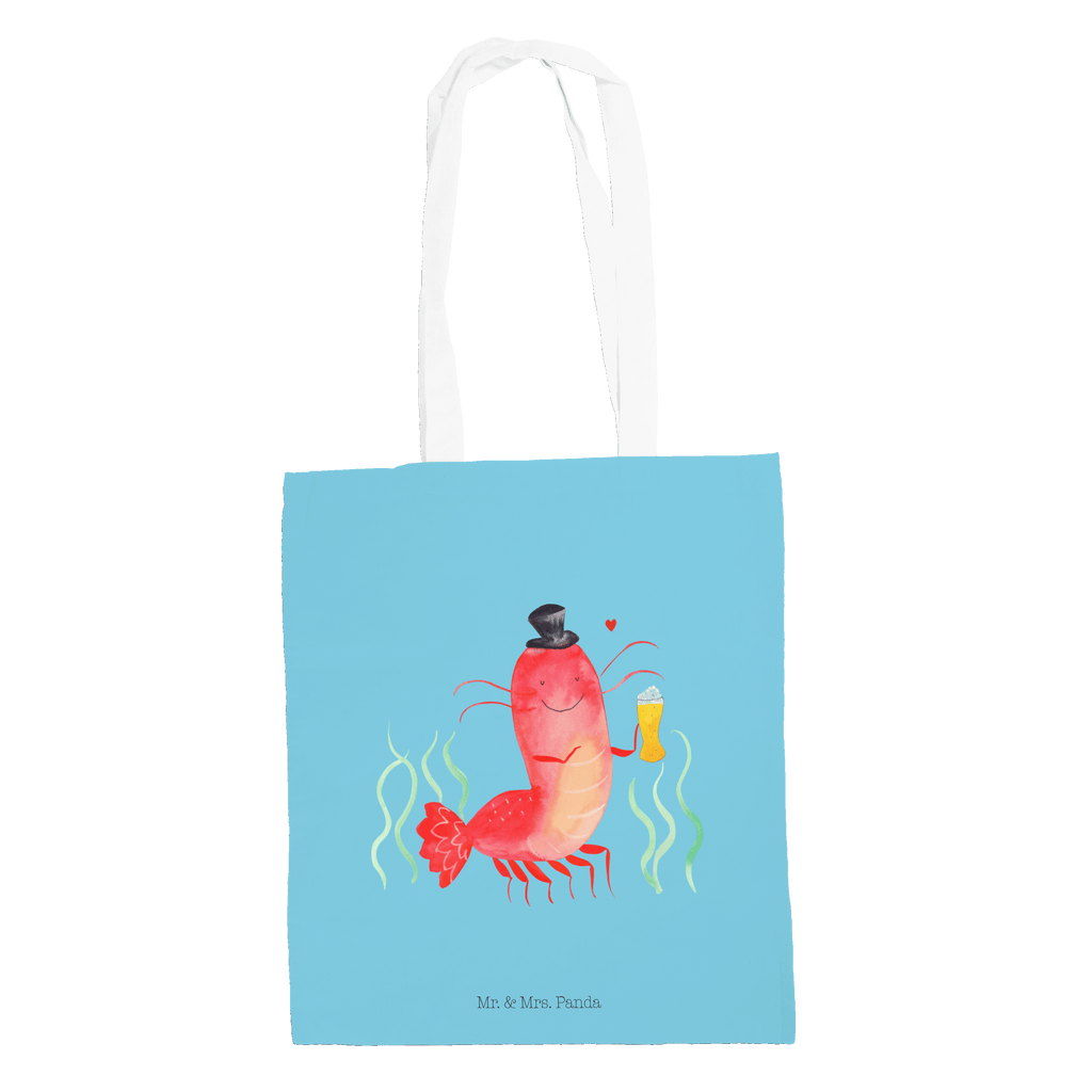 Tragetasche Hummer mit Weizen Beuteltasche, Beutel, Einkaufstasche, Jutebeutel, Stoffbeutel, Meerestiere, Meer, Urlaub, Garnele, Garnelen, Bier, Kochen, Männerhaushalt, Junggeselle, Junggesellin, Bierliebhaber, Kneipe, Gasthaus, Wirtschaft