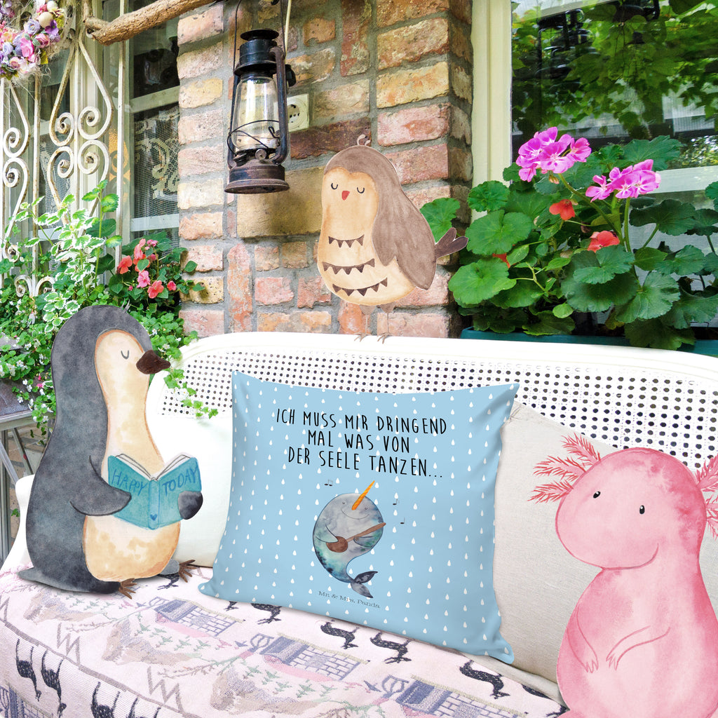 40x40 Kissen Narwal Gitarre Kissenhülle, Kopfkissen, Sofakissen, Dekokissen, Motivkissen, Meerestiere, Meer, Urlaub, Narwal, Wal, Tanzen, Probleme, Problemlösung, Frust, Gespräche, Gitarre
